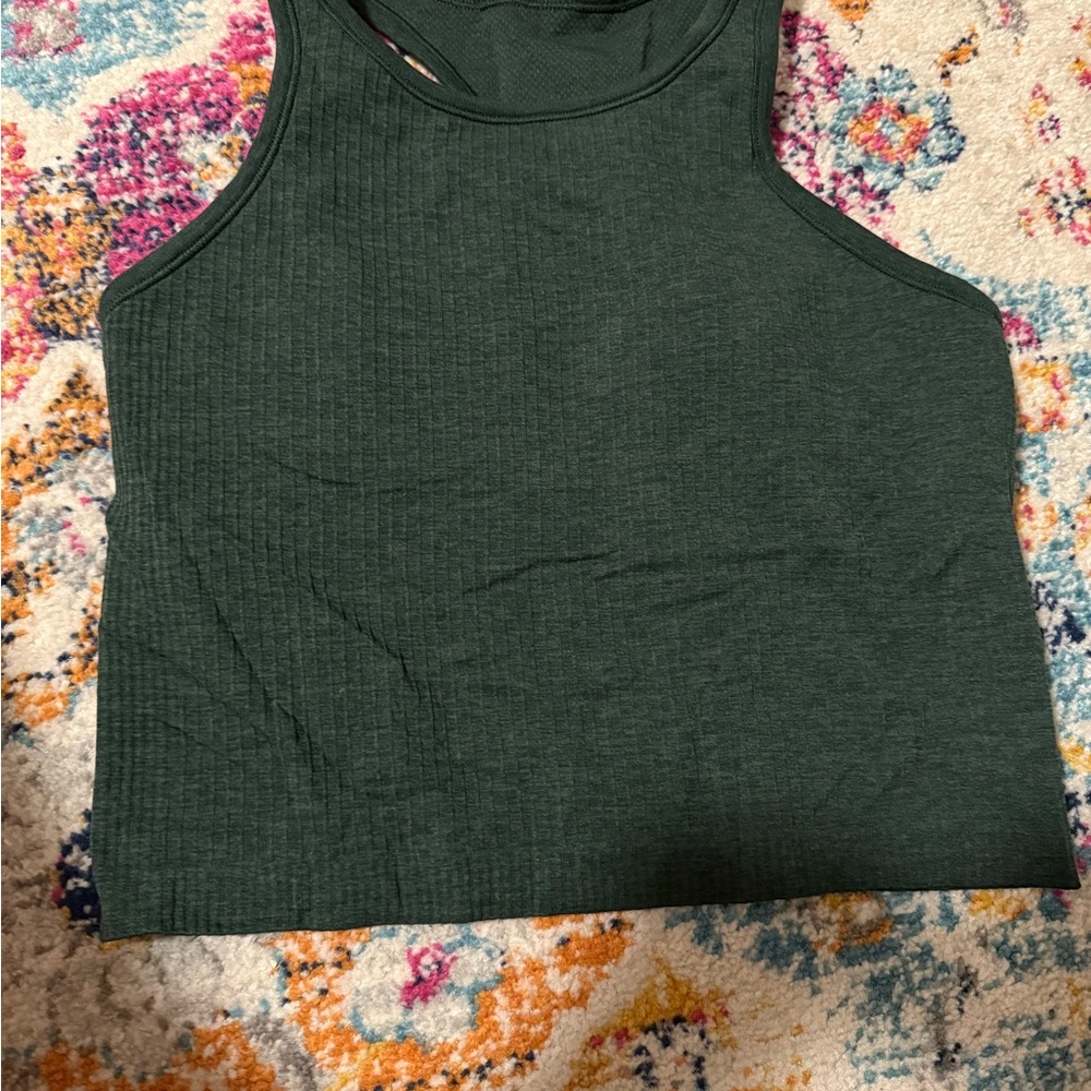 Lululemon ebb to street racer back crop tank rainforest green